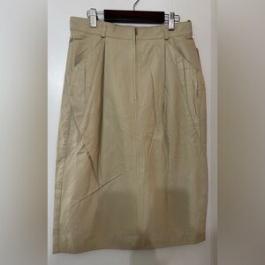 Women Cream Leather Skirt Size 12 Classic Capsule